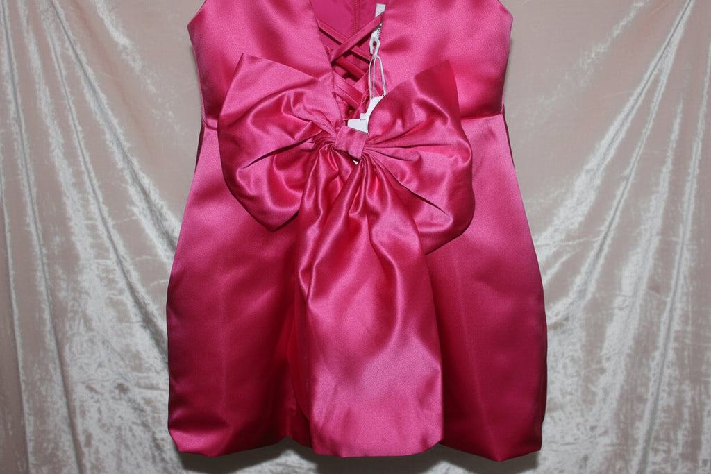 Pink Satin Mini Dress with removable bow