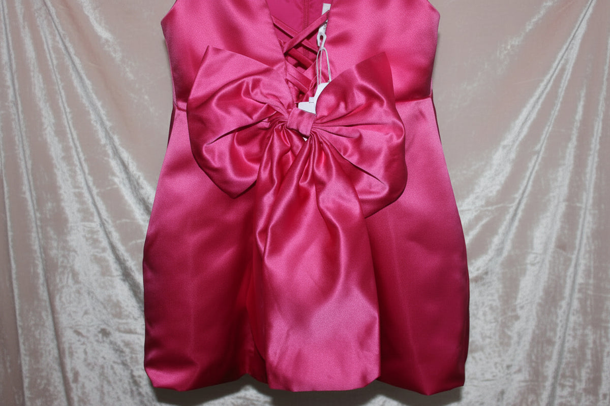 Pink Satin Mini Dress with removable bow