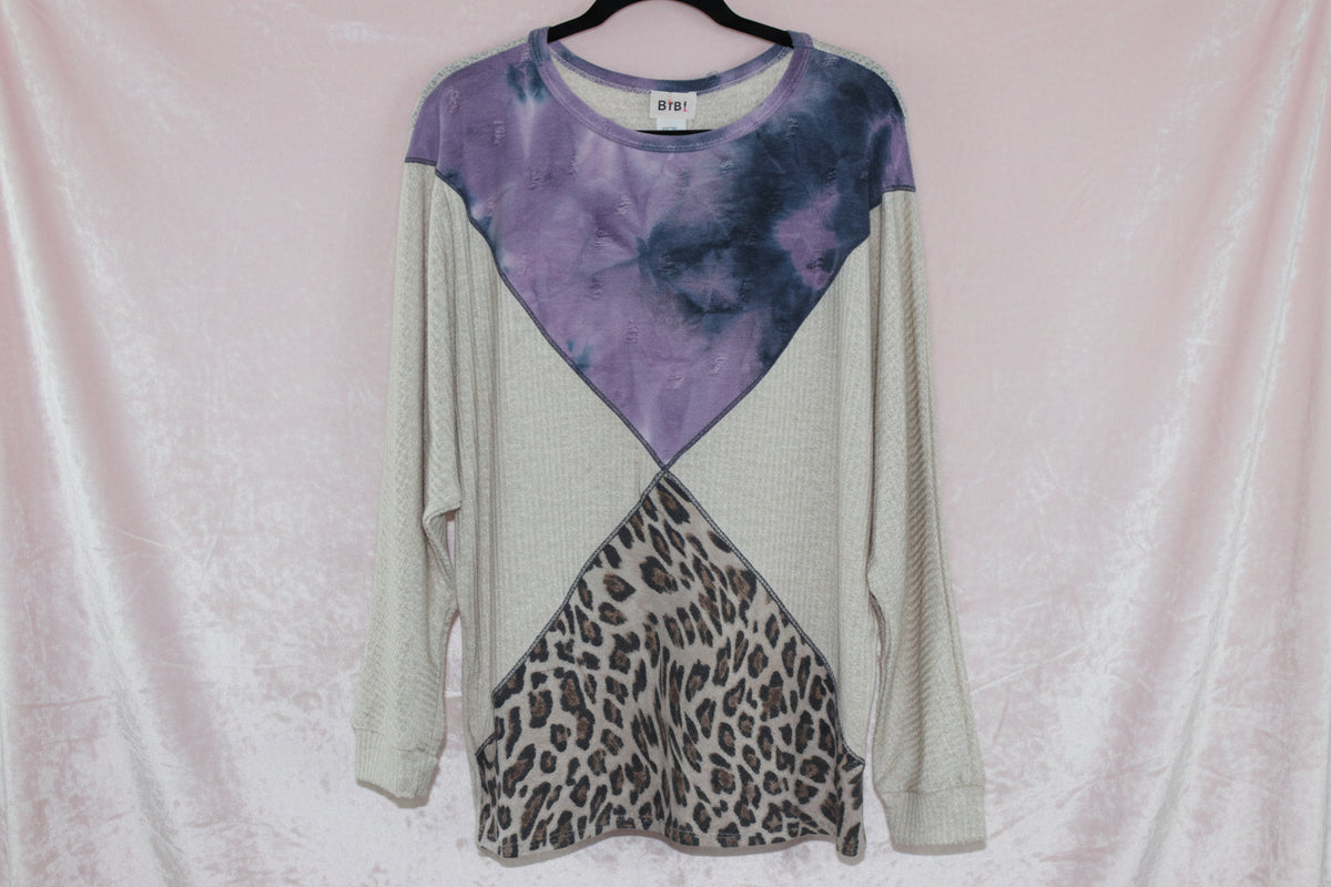 Waffle Knit Color Block Top