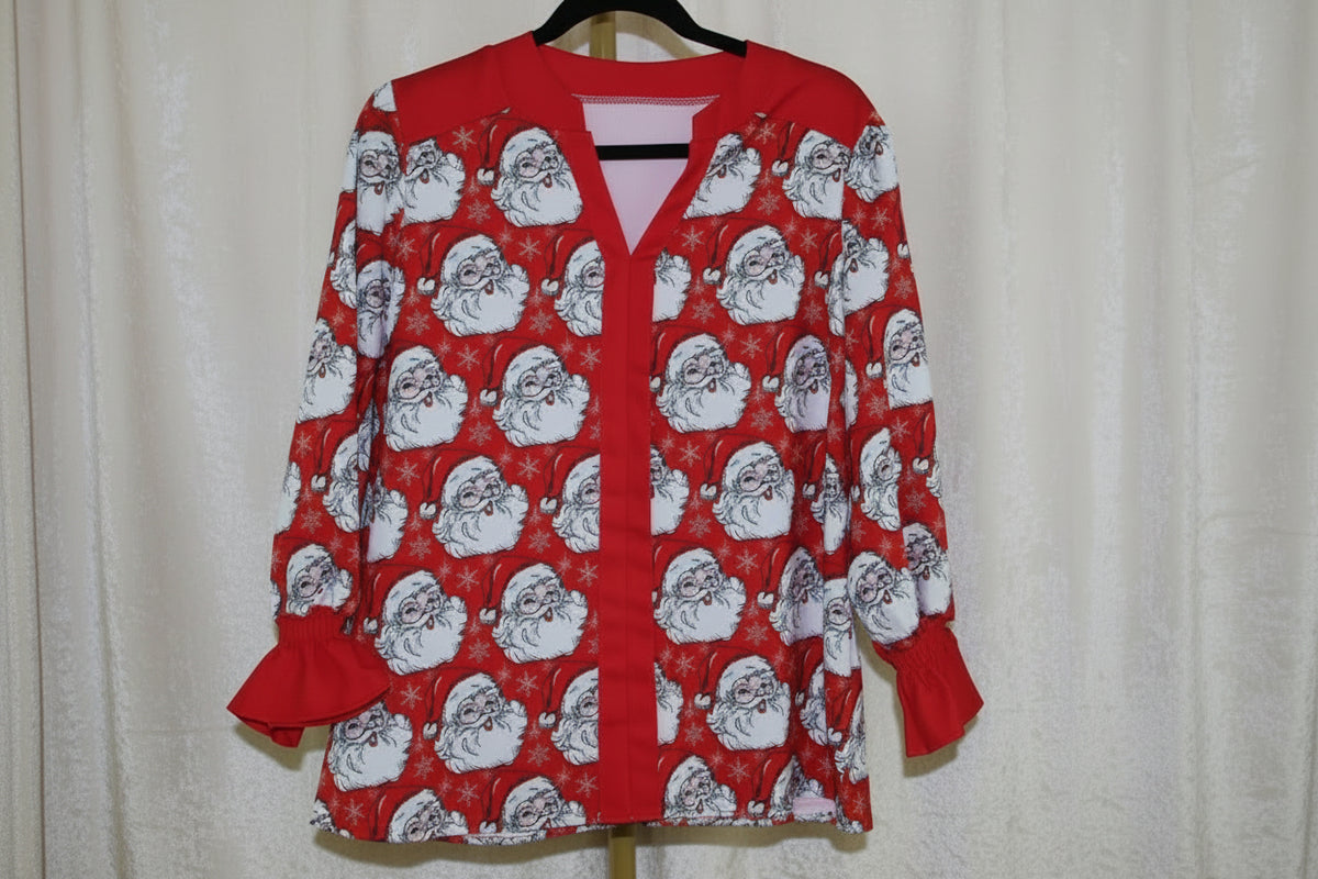 Santa Print Blouse