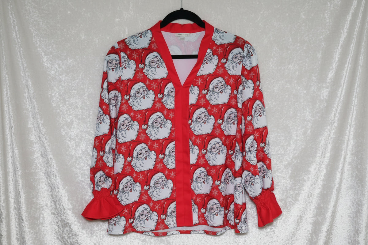 Santa Print Blouse