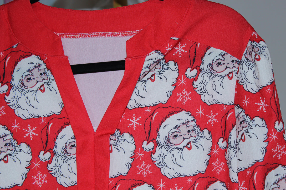 Santa Print Blouse