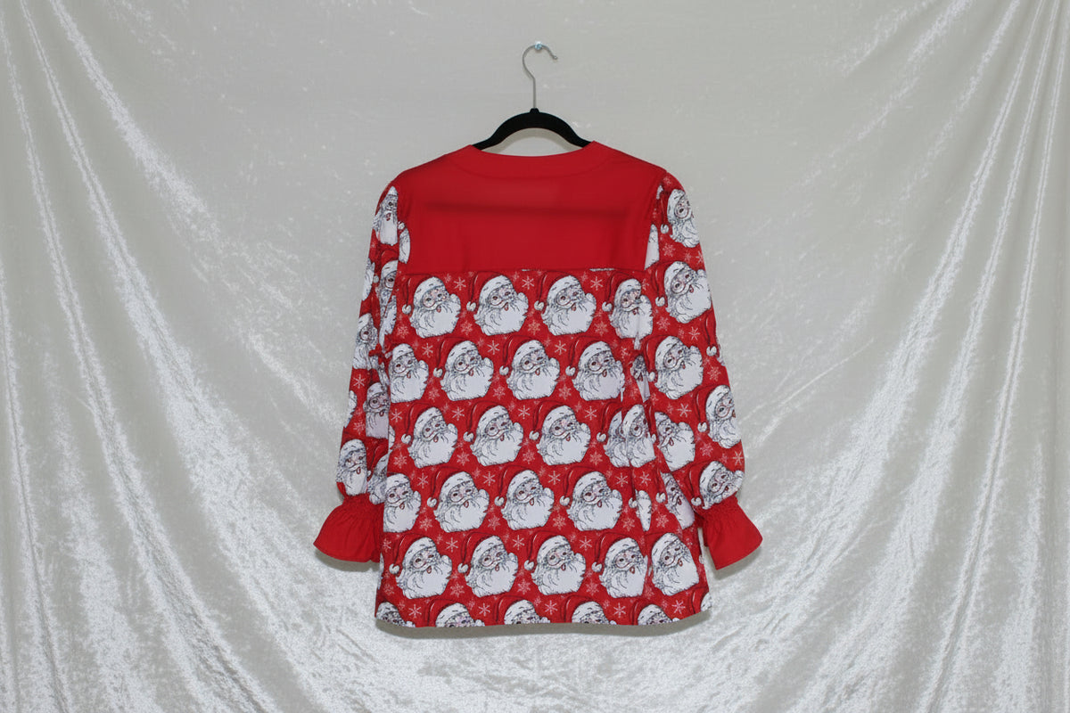 Santa Print Blouse