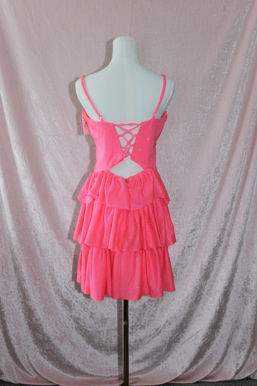 Pink Shimmer Mini Dress with Cutout Details