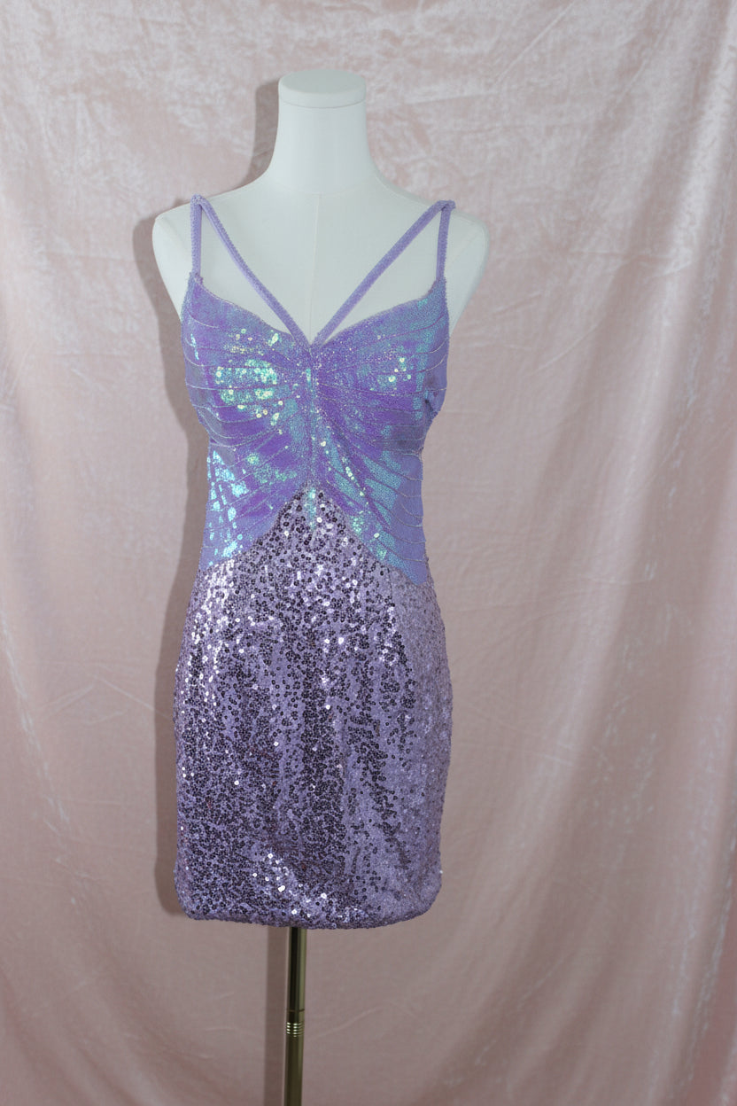 Lilac Sequin Mini Dress