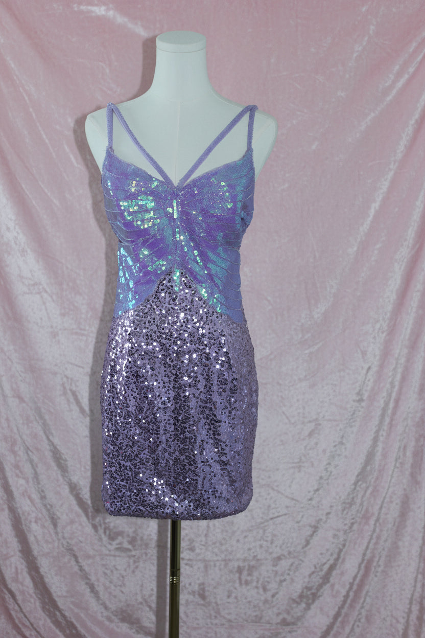 Lilac Sequin Mini Dress