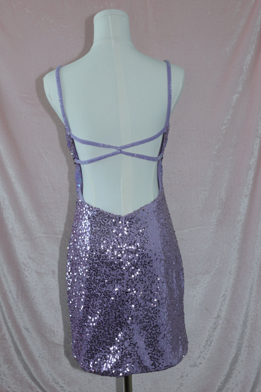 Lilac Sequin Mini Dress