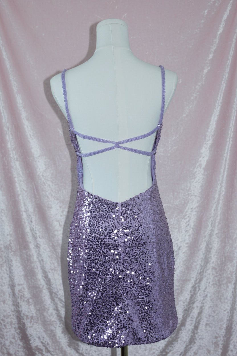 Lilac Sequin Mini Dress