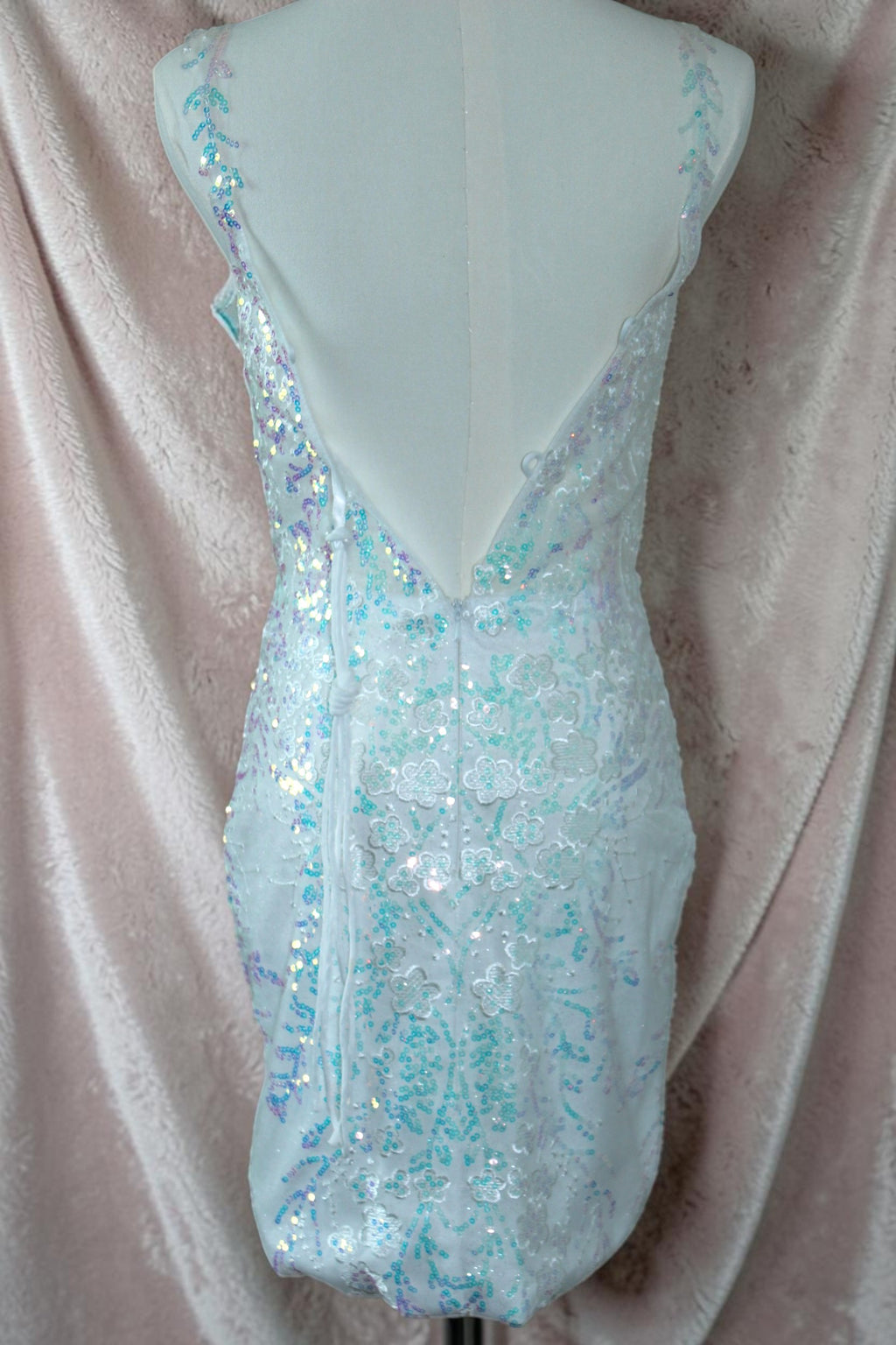 White Iridescent Sequin Corset Mini Dress