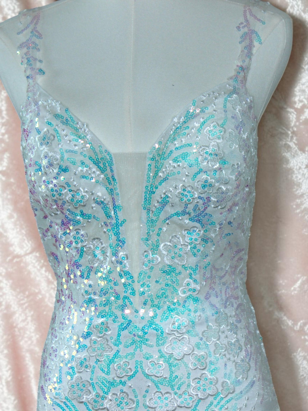 White Iridescent Sequin Corset Mini Dress