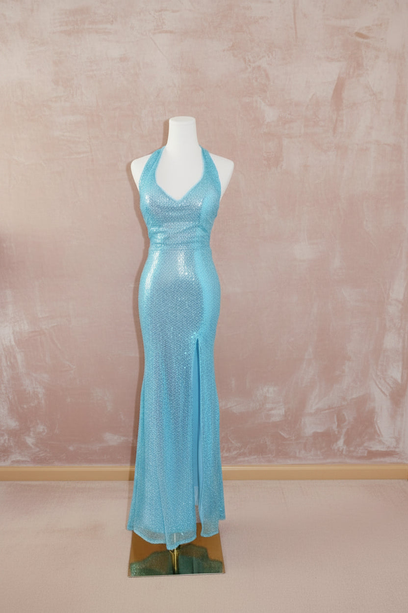 Light Blue Sequin Formal Dress
