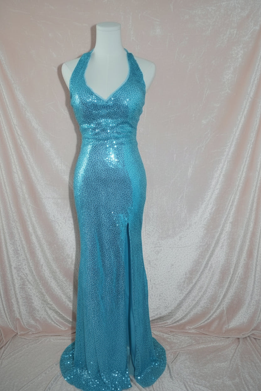 Light Blue Sequin Formal Dress