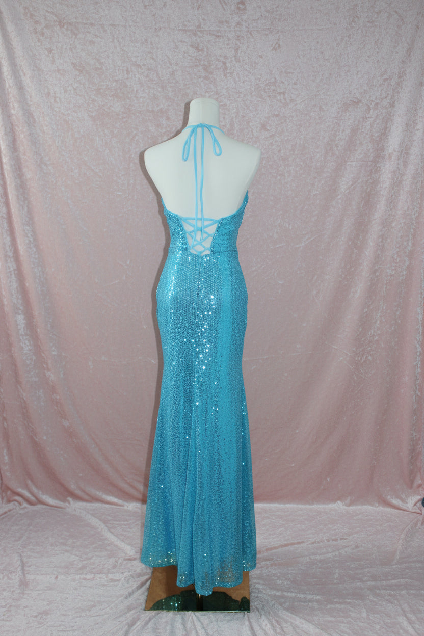 Light Blue Sequin Formal Dress