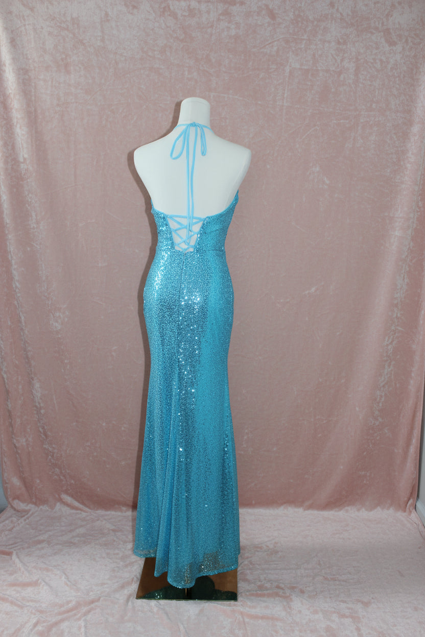Light Blue Sequin Formal Dress