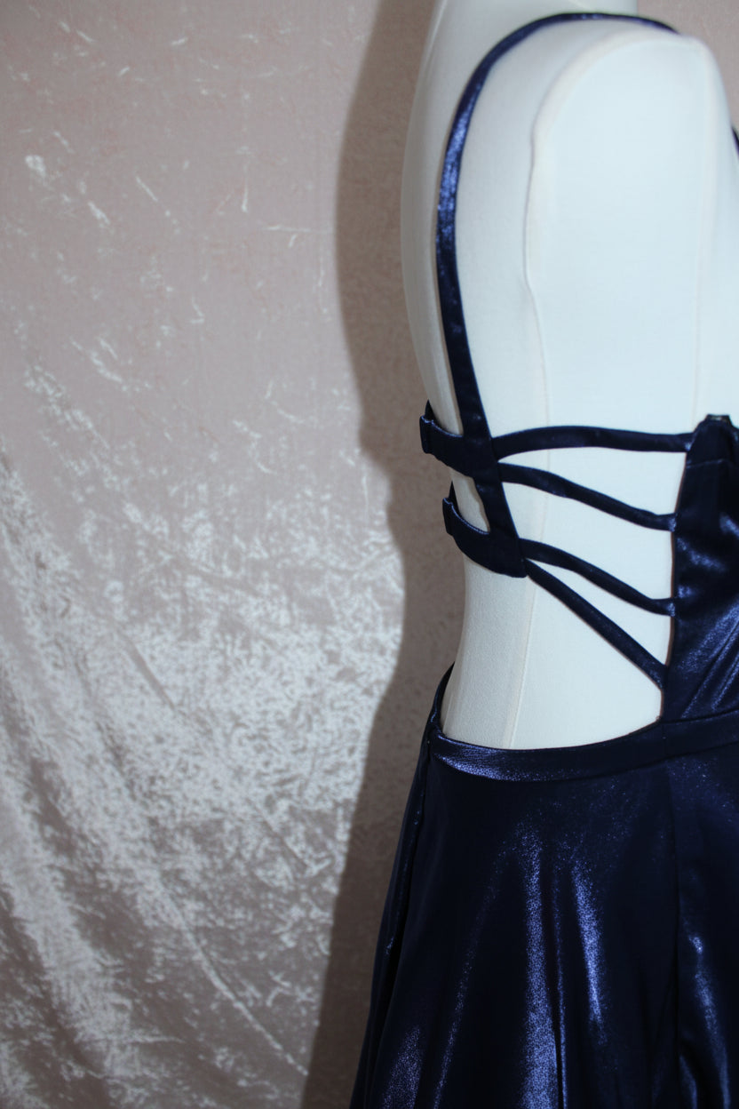 Sherri Hill Style 52457 | Royal Blue Shimmer A-Line Gown
