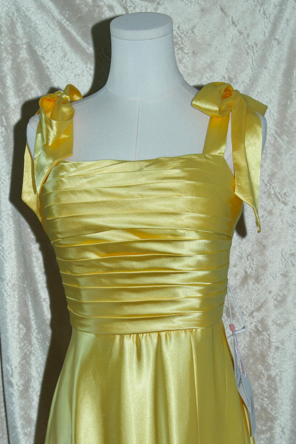 Yellow Satin Corset-Back Formal Gown