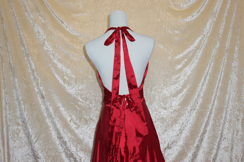 Red Satin Halter Gown