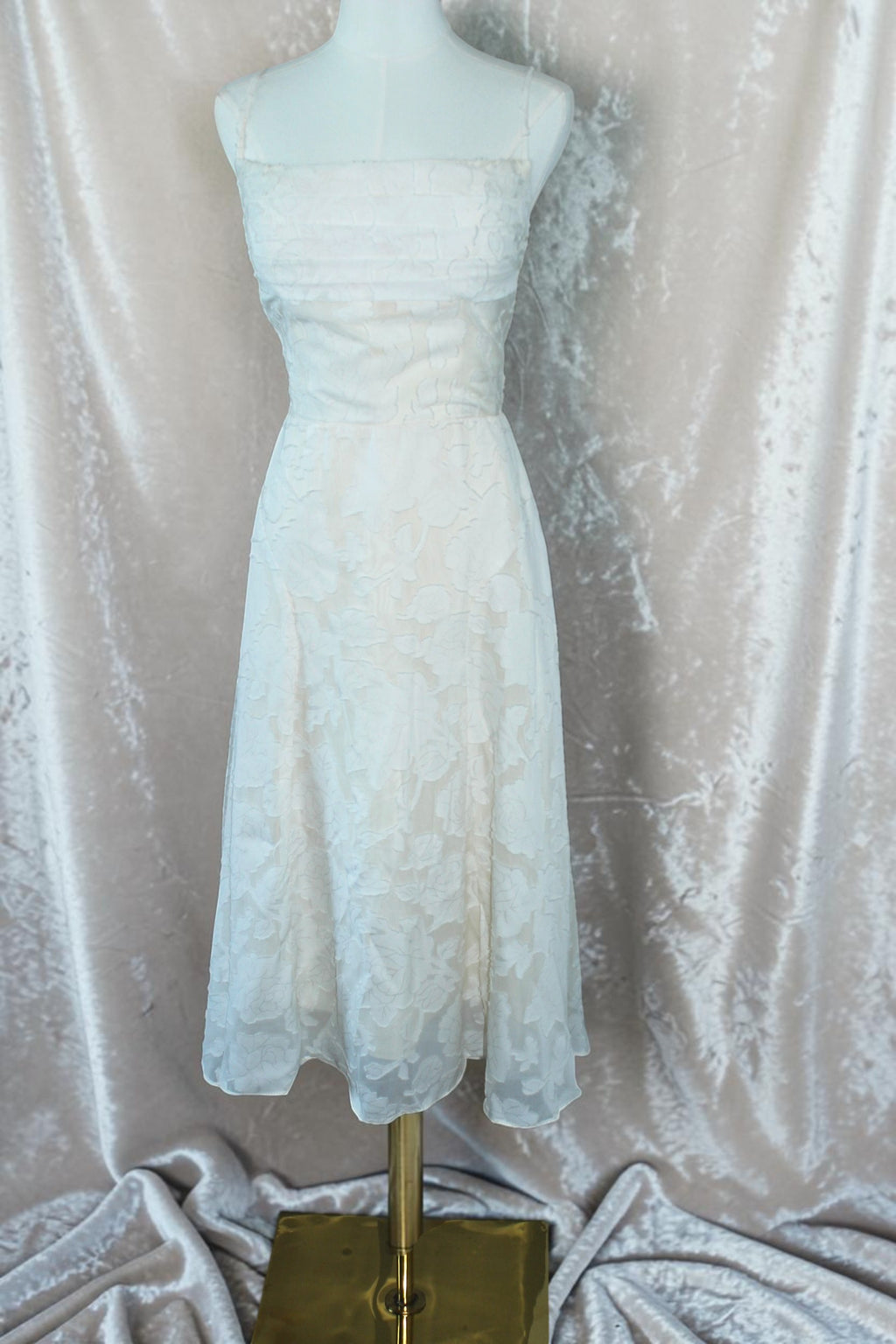 Light Yellow Jacquard Corset-Back Midi Dress
