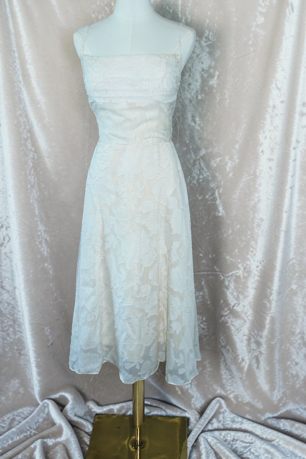 Light Yellow Jacquard Corset-Back Midi Dress