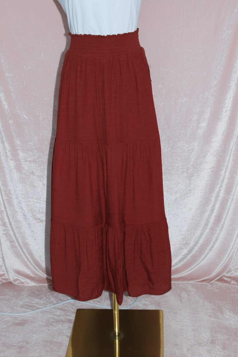 Smocked Waist Tiered Maxi Skirt
