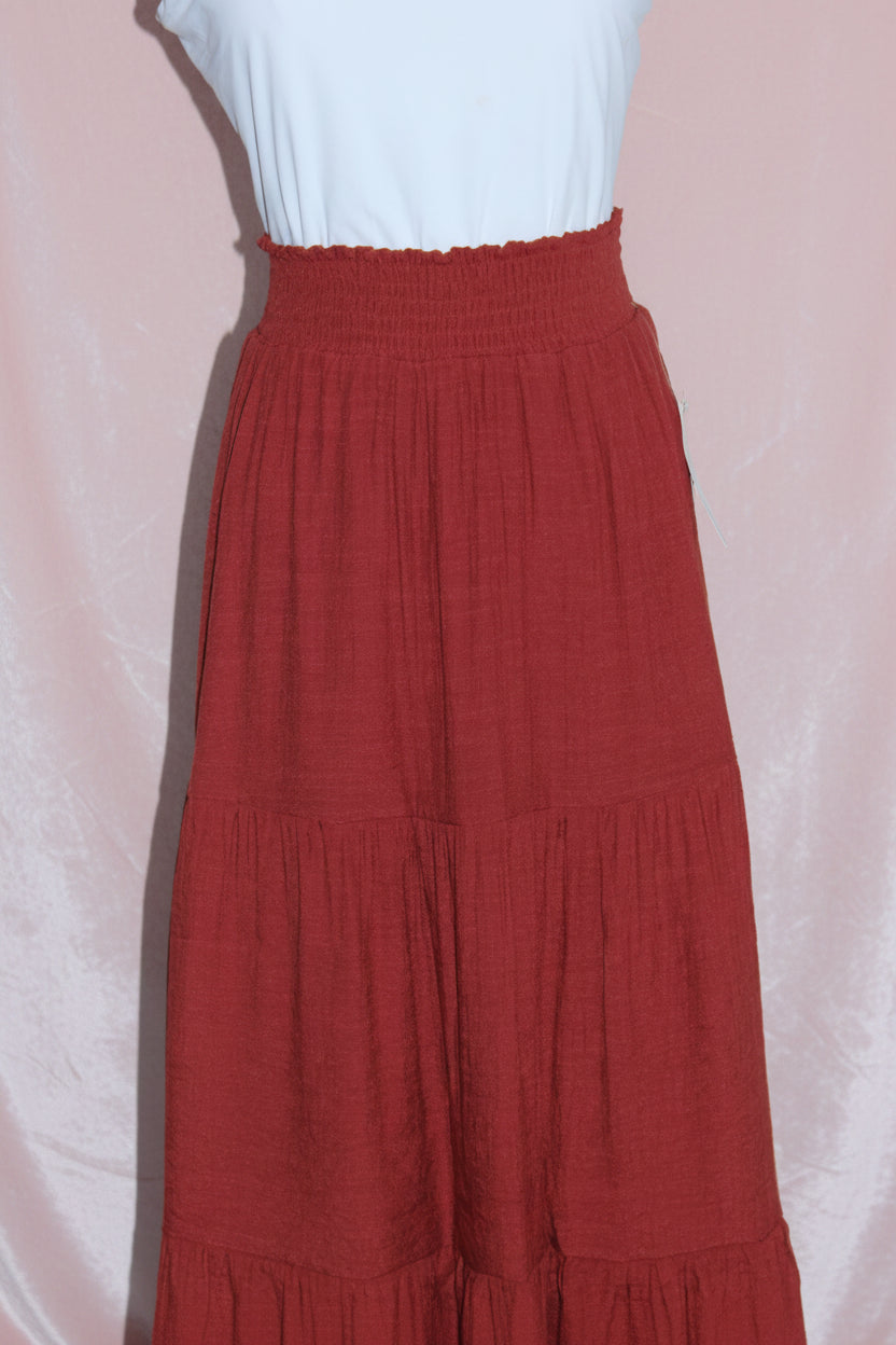 Smocked Waist Tiered Maxi Skirt