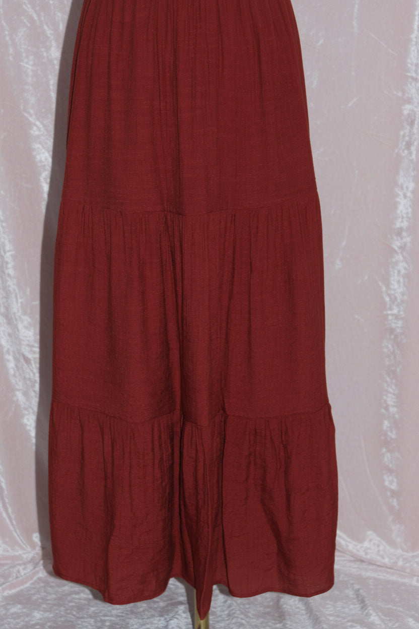 Smocked Waist Tiered Maxi Skirt