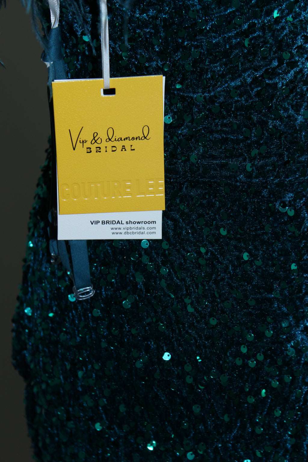 Teal Sequin Velvet Gown