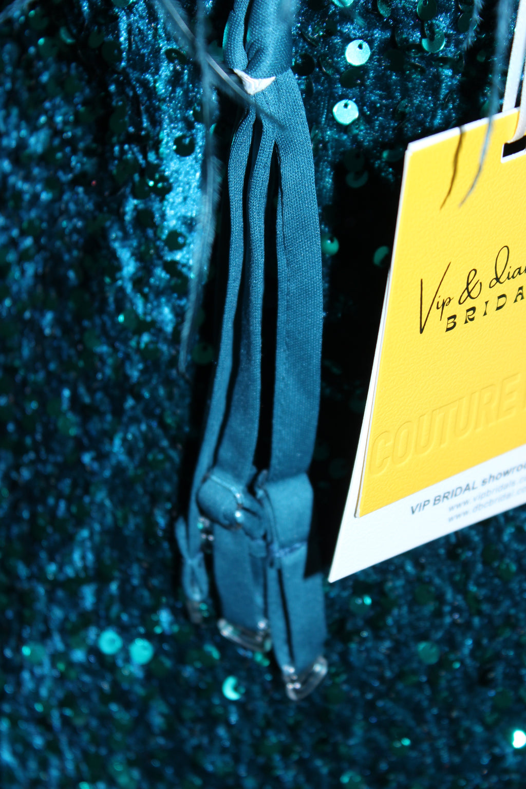 Teal Sequin Velvet Gown