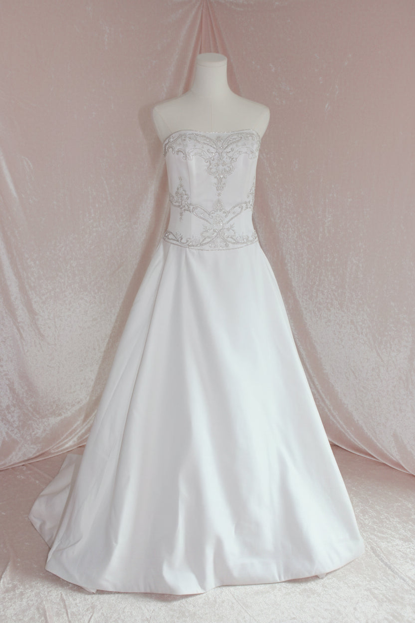 DaVinci Bridal Style F8073 White Wedding Gown with Silver Detailing