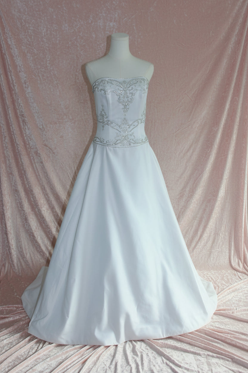 DaVinci Bridal Style F8073 White Wedding Gown with Silver Detailing