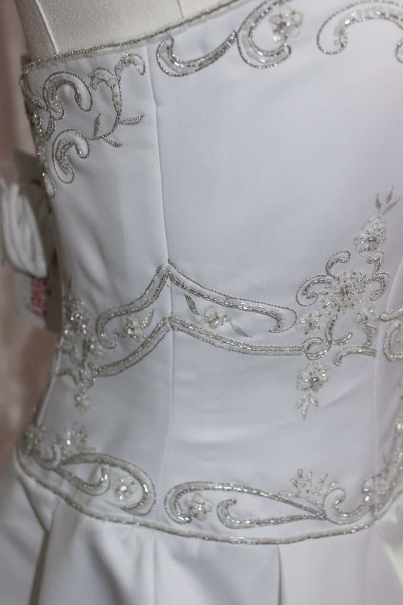 DaVinci Bridal Style F8073 White Wedding Gown with Silver Detailing