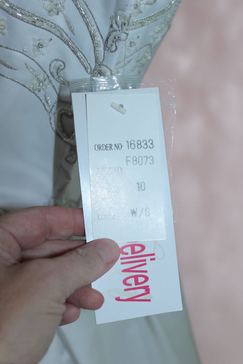 DaVinci Bridal Style F8073 White Wedding Gown with Silver Detailing