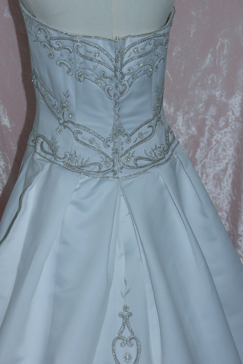 DaVinci Bridal Style F8073 White Wedding Gown with Silver Detailing