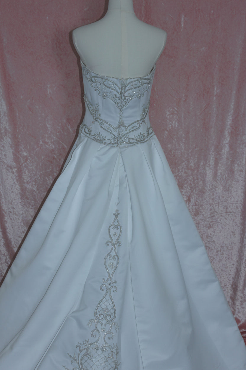 DaVinci Bridal Style F8073 White Wedding Gown with Silver Detailing