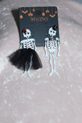 Halloween Skeleton Couple Statement Earrings