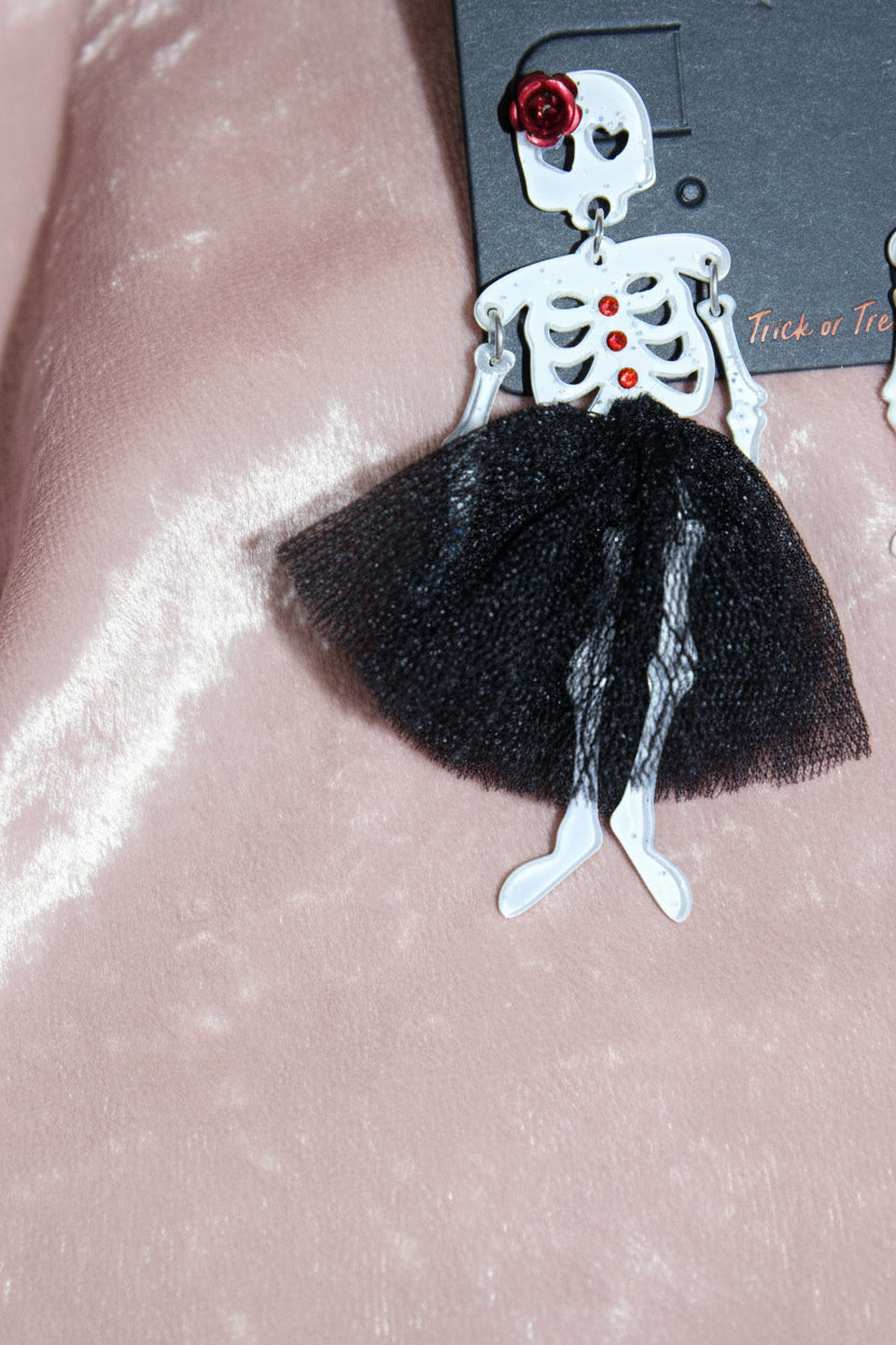 Halloween Skeleton Couple Statement Earrings