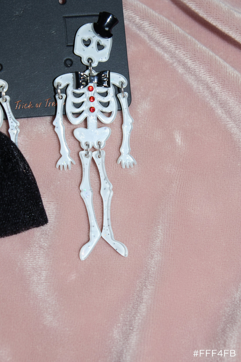 Halloween Skeleton Couple Statement Earrings