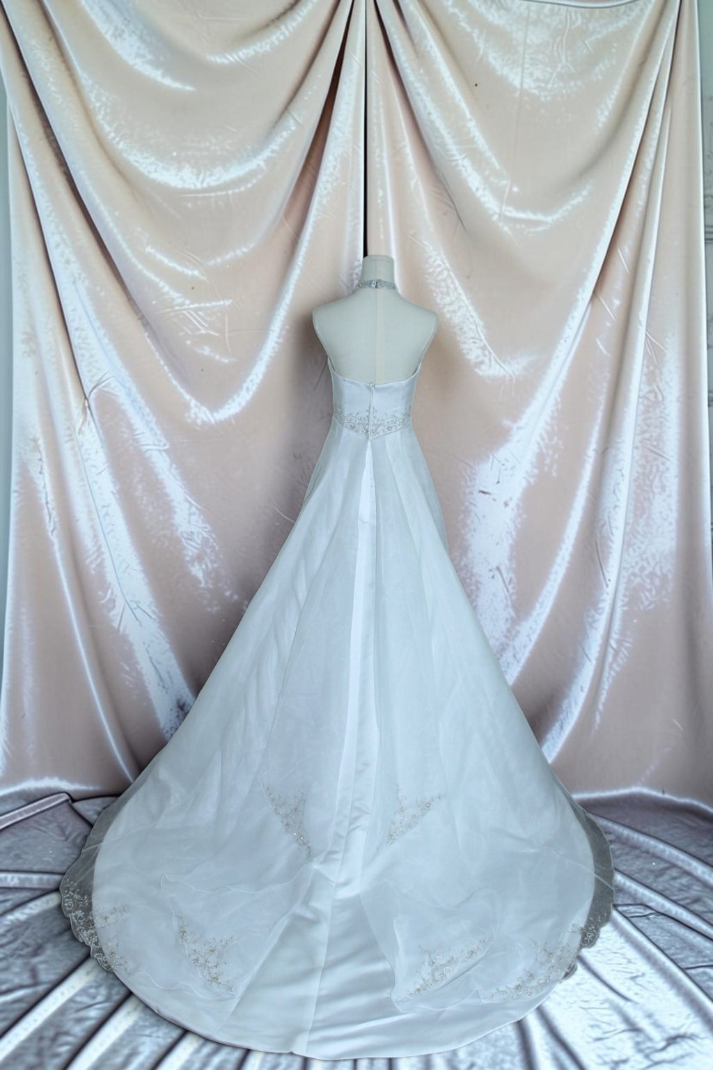 White Halter Wedding Gown