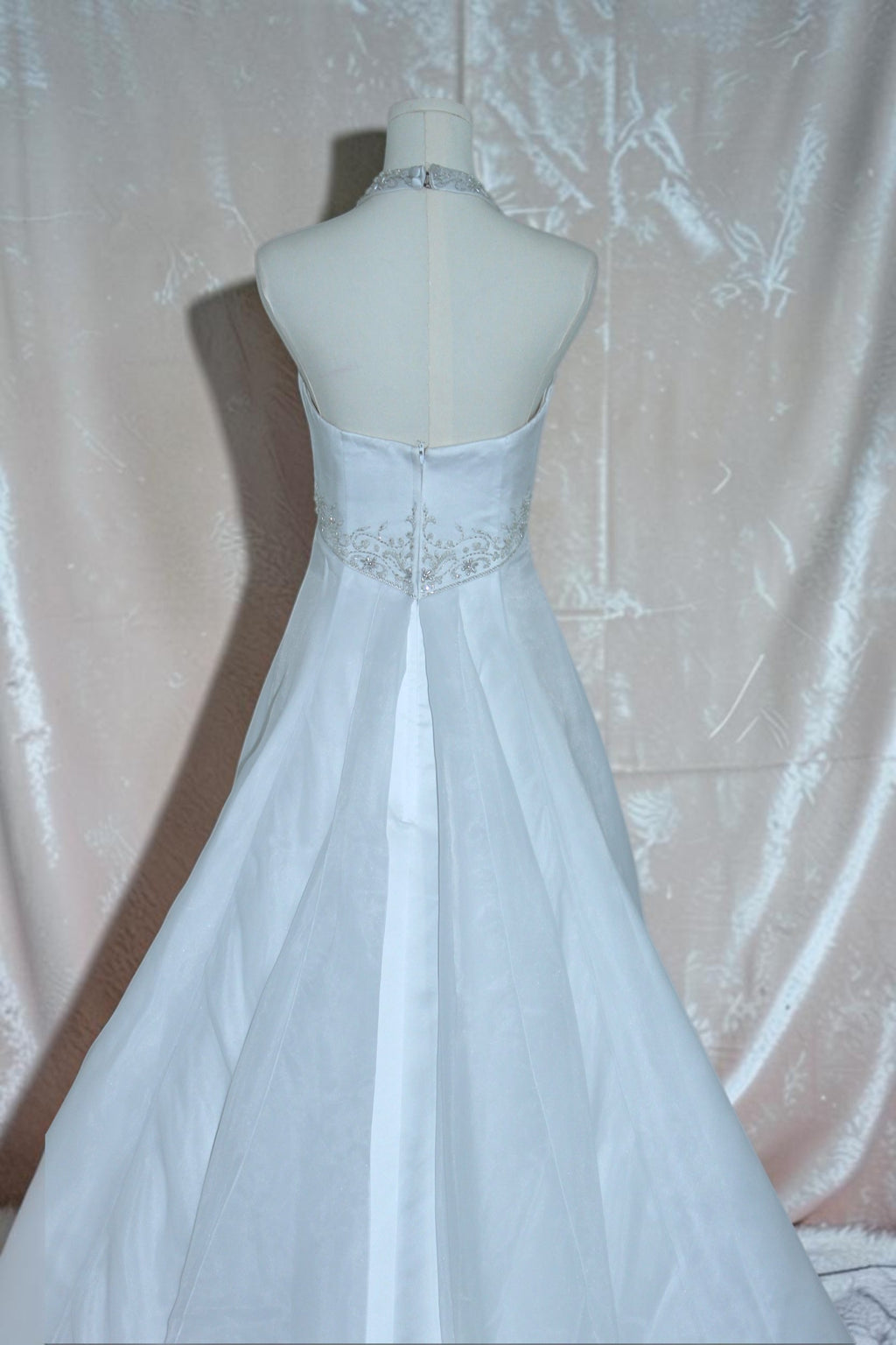 White Halter Wedding Gown