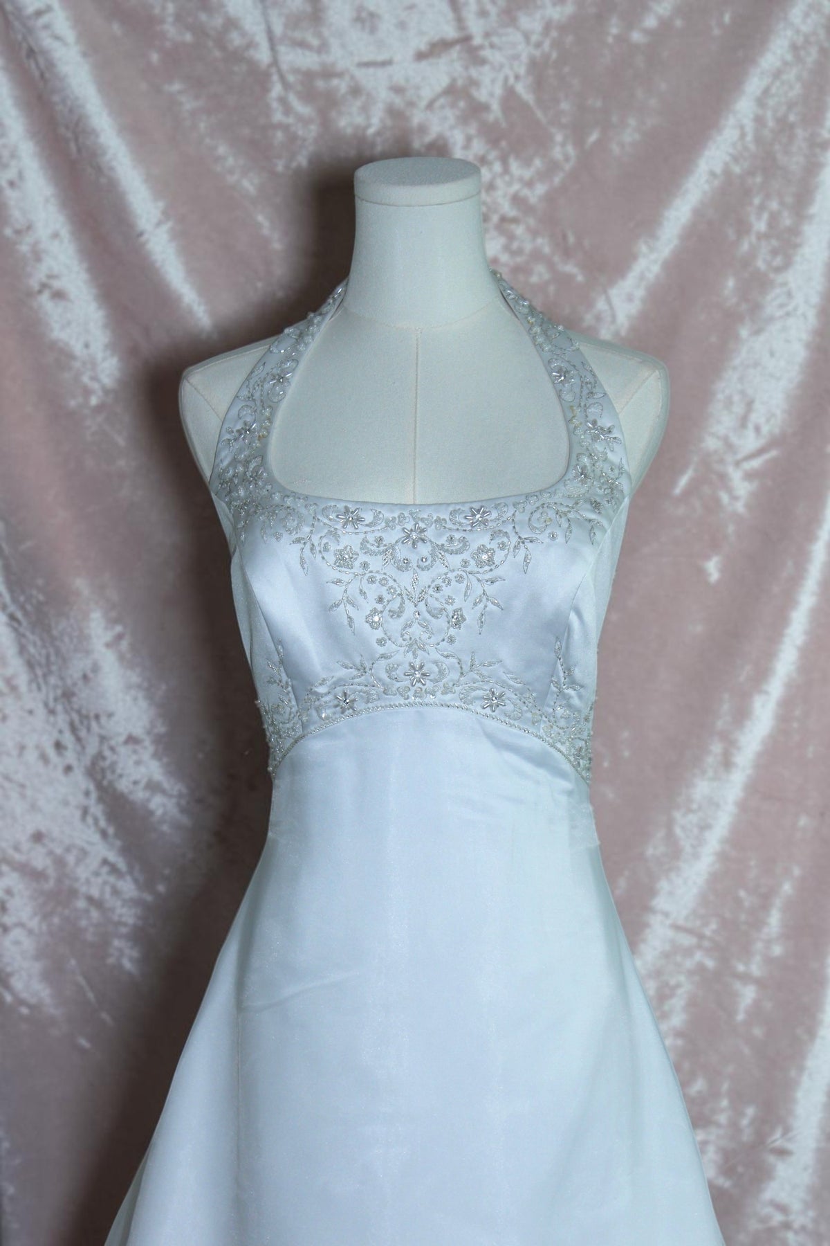 White Halter Wedding Gown