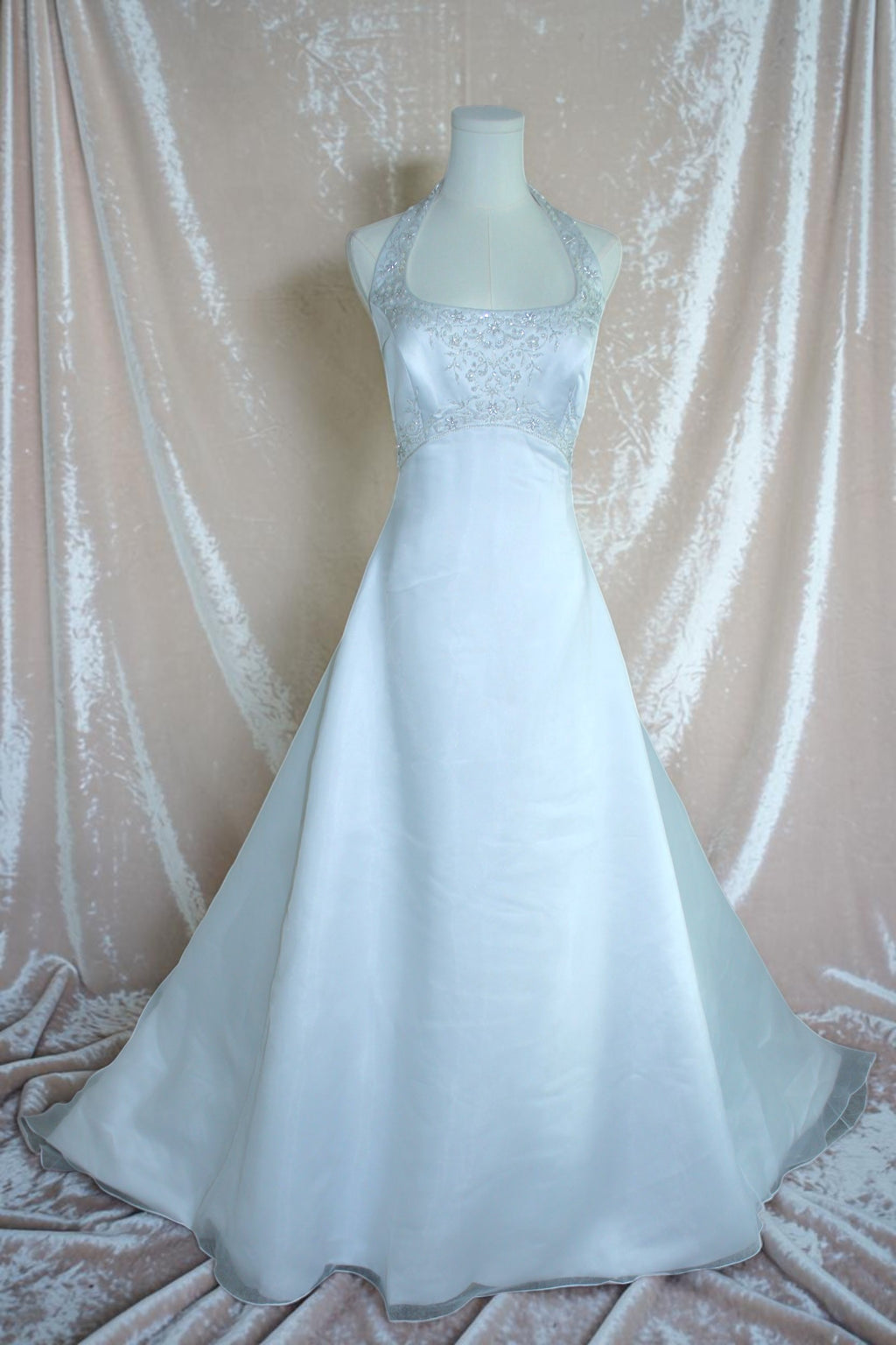 White Halter Wedding Gown