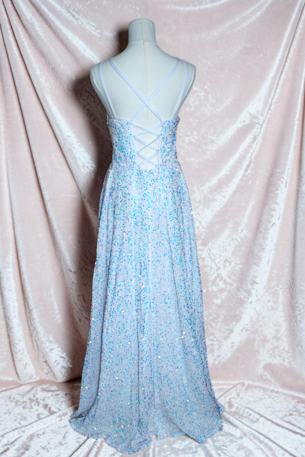 White  Iridescent Sequin Gown