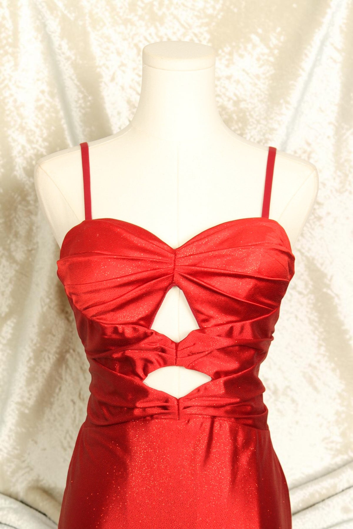 Red Shimmer Cutout Dress