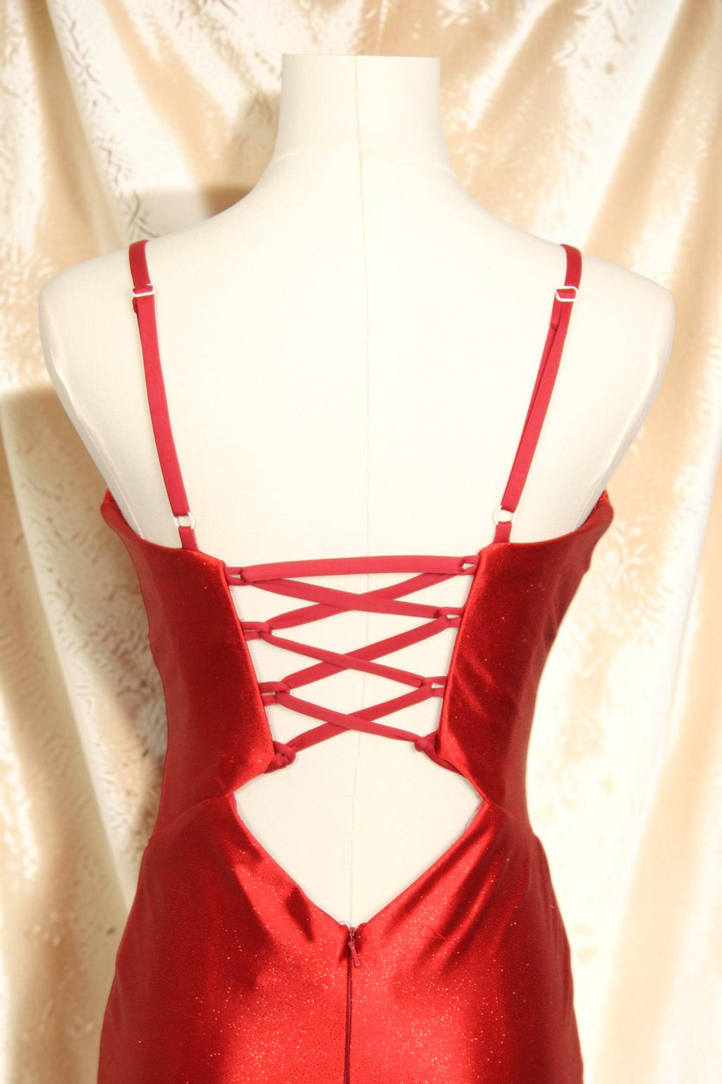 Red Shimmer Cutout Dress