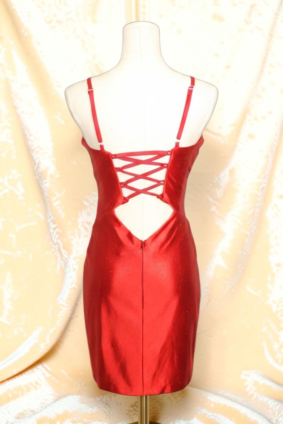 Red Shimmer Cutout Dress