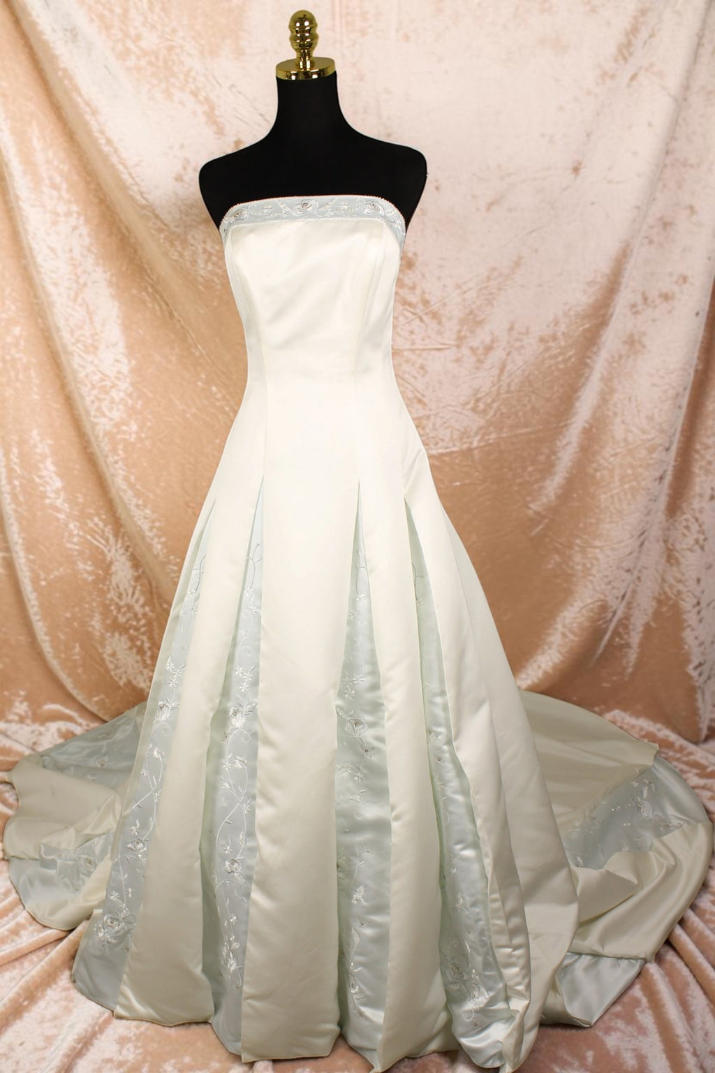 Ivory & Light Blue Wedding Gown