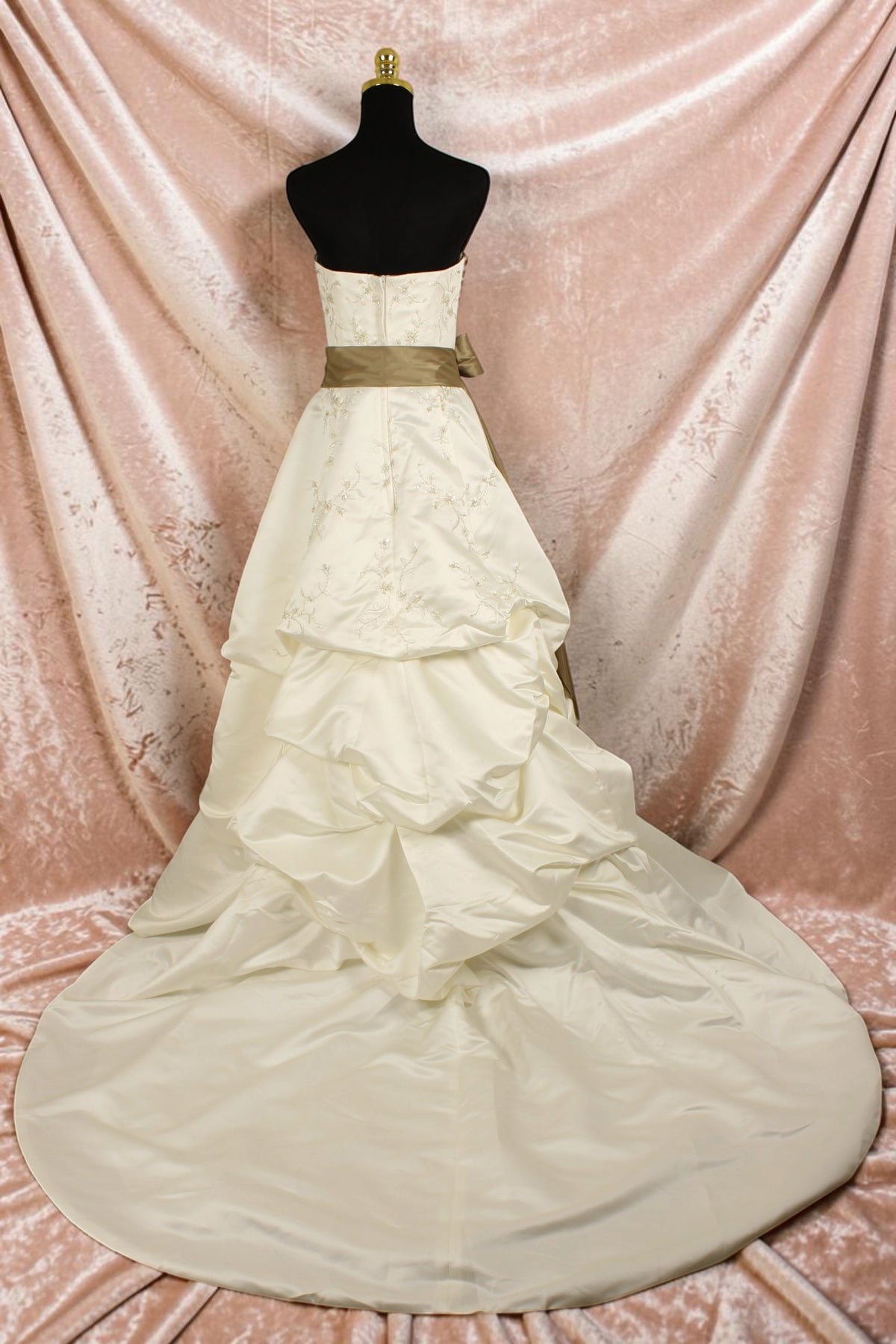 Ivory Wedding Gown with Bronze Sash