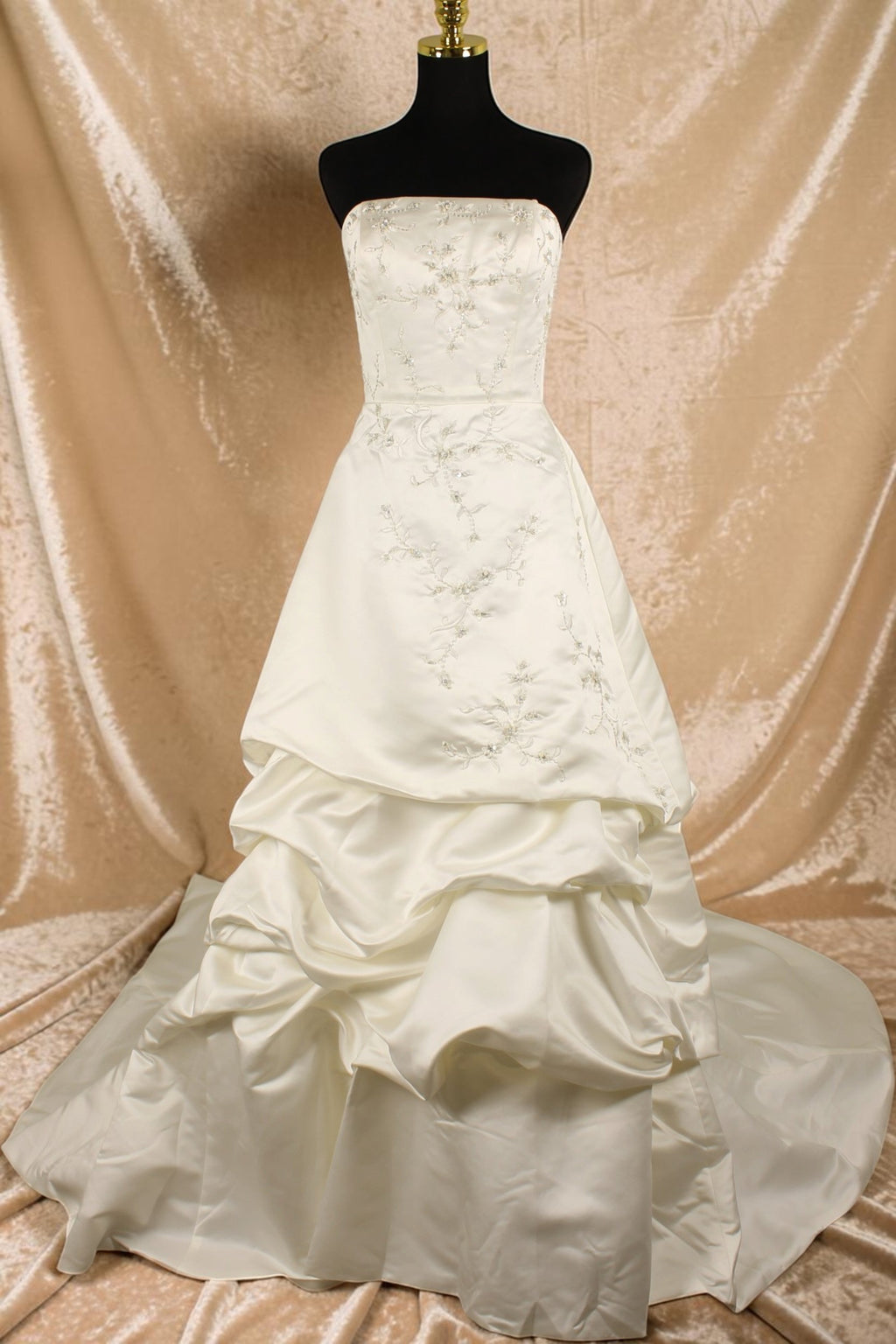 Ivory Wedding Gown with Bronze Sash