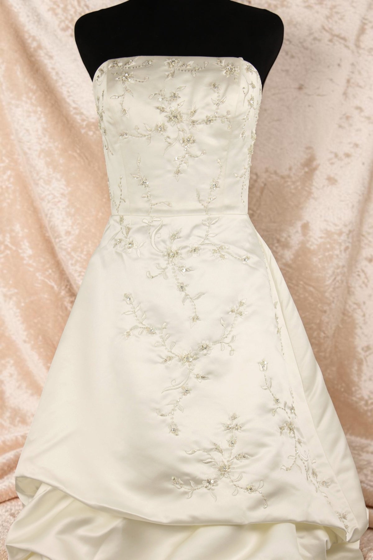 Ivory Wedding Gown with Bronze Sash