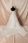 White Satin Wedding Gown with White Sash